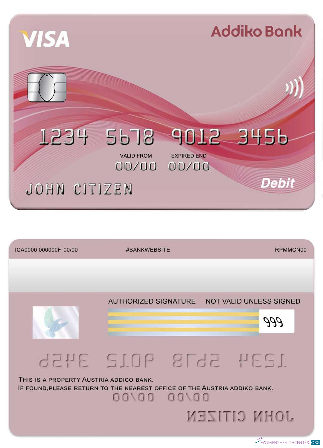 Download Austria Addiko bank visa card Photoshop template